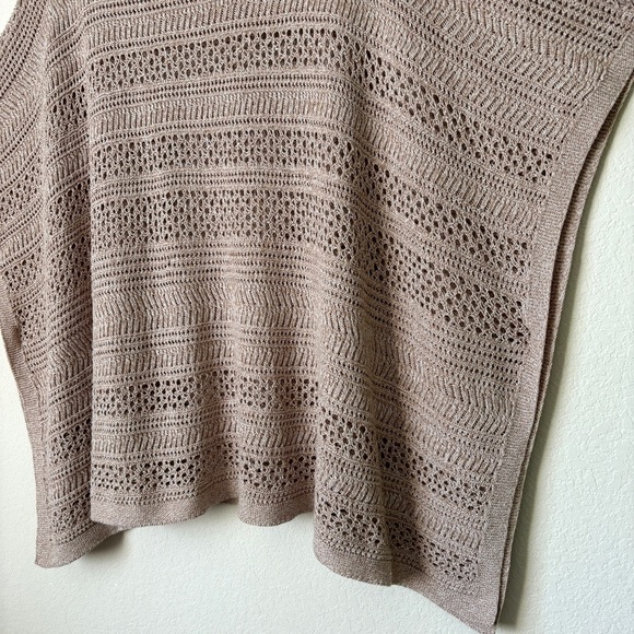 J. Jill Light Open-Stitch Poncho Sweater Cotton Blend Tan Beige sz S-L - Picture 6 of 11